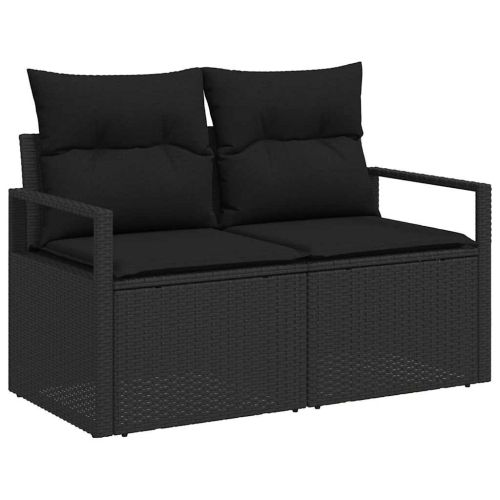 Градински Софа Комплект 10 бр. Черно полиратан