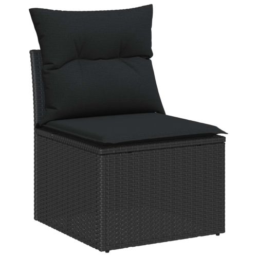 Градински Софа Комплект 10 бр. 9-Брой места Черно