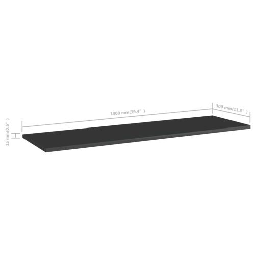 Рафтове за етажерка, 8 бр, черен гланц, 100x30x1,5 см, ПДЧ