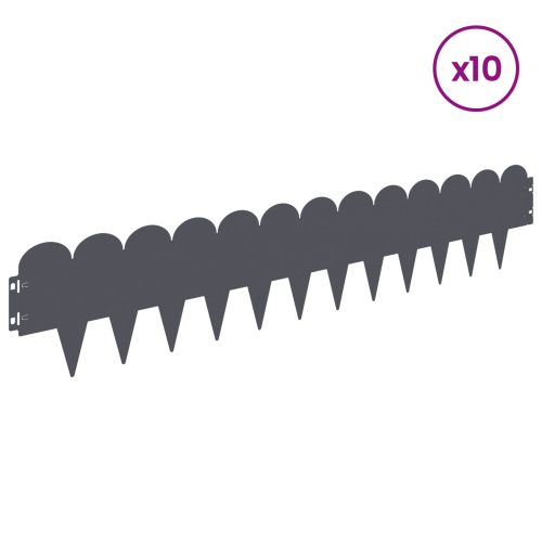 Ограда за трева 10 pcs 103 x 20 см Стомана Антрацит