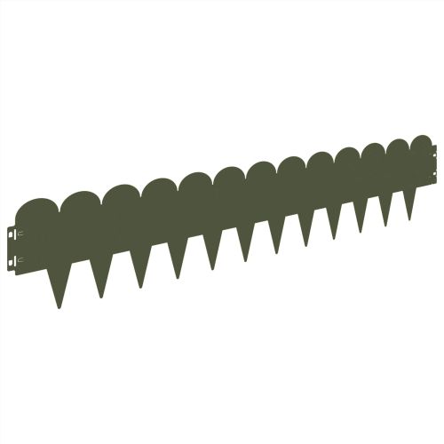 Ограда за трева 10 pcs 103 x 20 см Стомана Маслиненозелено