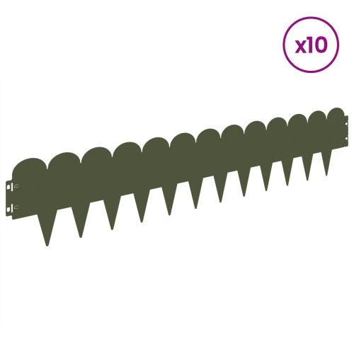 Ограда за трева 10 pcs 103 x 20 см Стомана Маслиненозелено