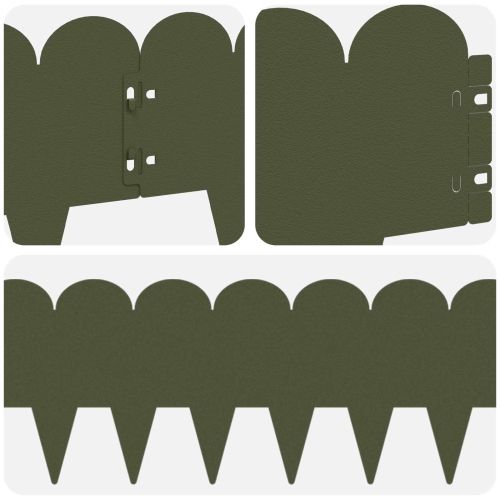 Ограда за трева 10 pcs 103 x 20 см Стомана Маслиненозелено