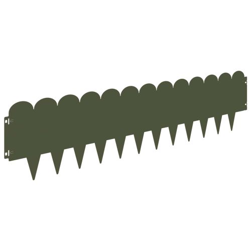 Ограда за трева 10 pcs 103 x 25 см Стомана Маслиненозелено