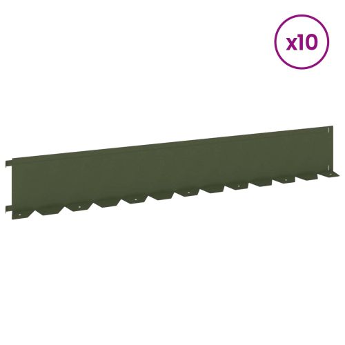 Ограда за трева 10 pcs 102 x 15 x 4 см Стомана Маслиненозелено