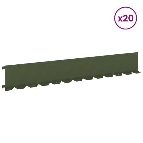 Ограда за трева 20 pcs 102 x 15 x 4 см Стомана Маслиненозелено