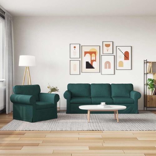 Комплект дивани 2 pcs Тъмен зелен 215 x 82 x 80 см текстил
