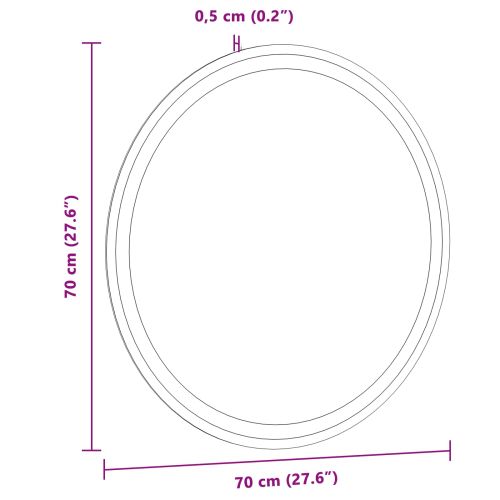LED огледало за баня Прозрачен Ø 70 cm закалено стъкло