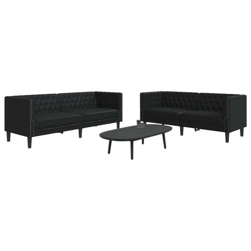 Диван за всекидневна 2 pcs Черно 194 x 74,5 x 70,5 см