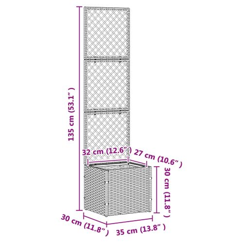 Садово решетъчно саксийно Черен 35 x 30 x 135 см Метал