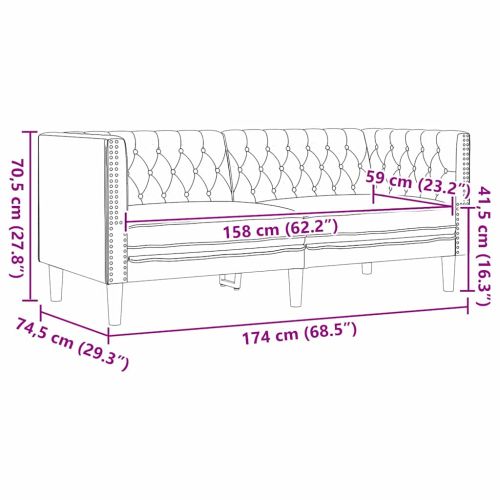 Диван Черно 174 x 74,5 x 70,5 см ПВЦ