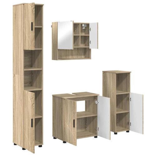 Комплект мебели за баня 4 бр. Сонома дъб 61 x 35 x 64 см