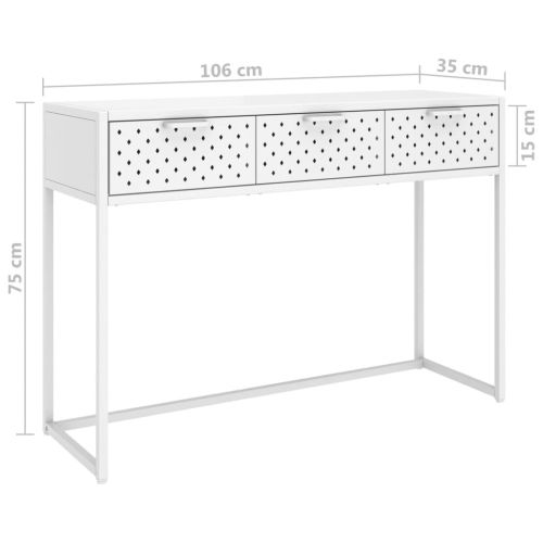 Конзолна маса, бяла, 106x35x75 cм, стомана