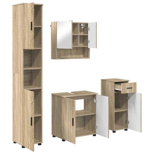 Комплект мебели за баня 4 бр. Сонома дъб 61 x 35 x 64 см