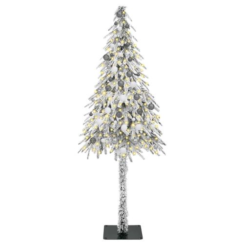 Коледно дърво с 300 LED светодиода Бяло 210 cm ПЕ и стомана