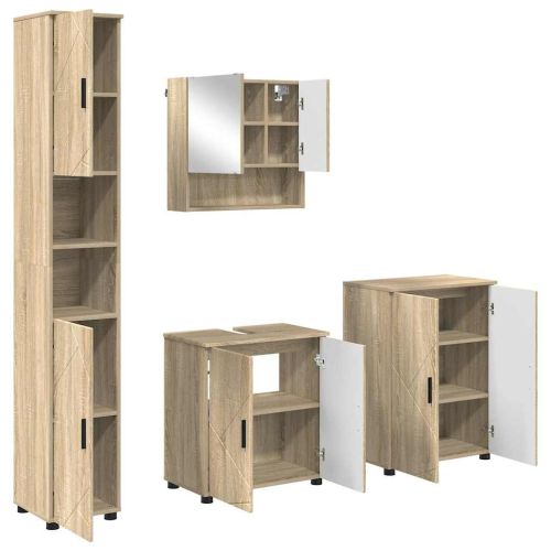 Комплект мебели за баня 4 бр. Сонома дъб 61 x 35 x 64 см