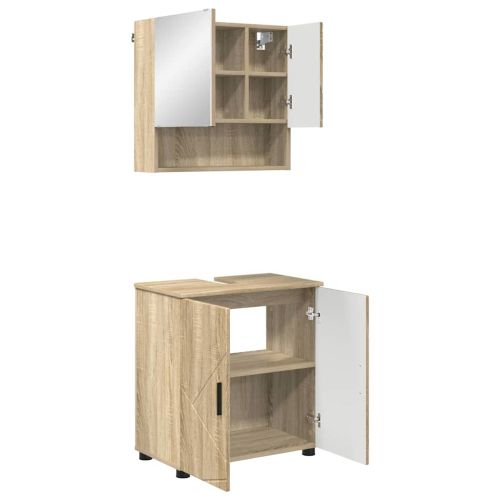 Комплект мебели за баня 2 бр. Сонома дъб 61 x 35 x 64 см