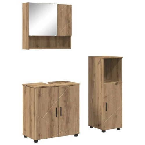 Комплект мебели за баня 3 бр. Дъб 61 x 35 x 64 см