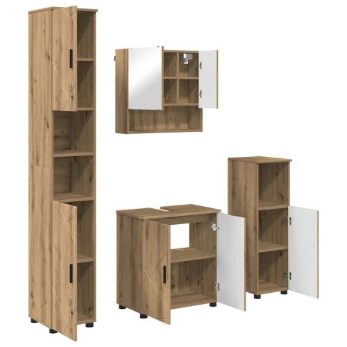 Комплект мебели за баня 4 бр. Дъб 61 x 35 x 64 см