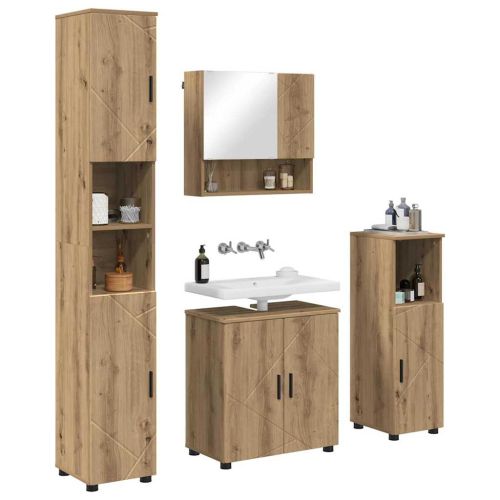 Комплект мебели за баня 4 бр. Дъб 61 x 35 x 64 см