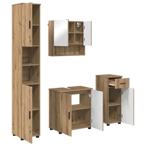 Комплект мебели за баня 4 бр. Дъб 61 x 35 x 64 см