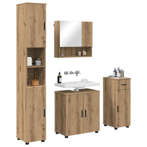 Комплект мебели за баня 4 бр. Дъб 61 x 35 x 64 см