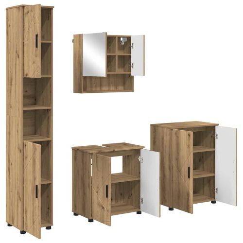Комплект мебели за баня 4 бр. Дъб 61 x 35 x 64 см