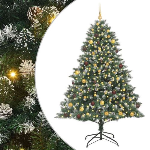 С изкуствено коледно дърво с 300 LED светодиода Зелен 210 cm