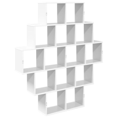 Стенен рафт Бяло 120 x 20 x 136 см Инженерна дървесина