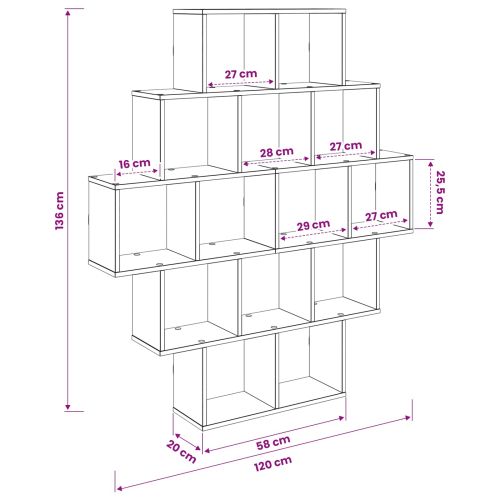 Стенен рафт Бетонно сиво 120 x 20 x 136 см Инженерна дървесина