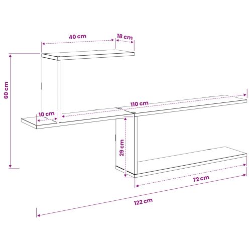 Стенен рафт Опушен дъб 122 x 18 x 60 см Инженерна дървесина