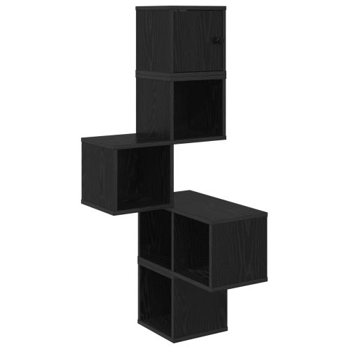 Стенен ъглов рафт Черен дъб 48 x 48 x 120 см
