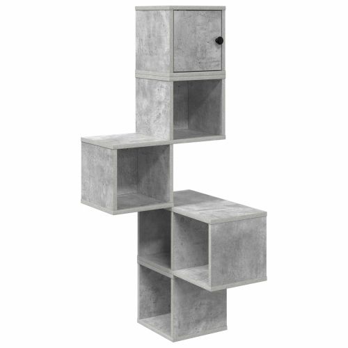 Стенен ъглов рафт Бетонно сиво 48 x 48 x 120 см
