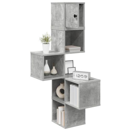 Стенен ъглов рафт Бетонно сиво 48 x 48 x 120 см