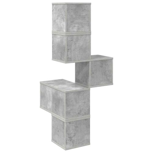 Стенен ъглов рафт Бетонно сиво 48 x 48 x 120 см
