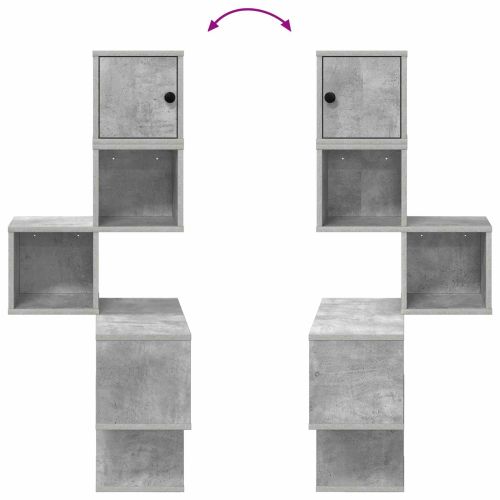 Стенен ъглов рафт Бетонно сиво 48 x 48 x 120 см
