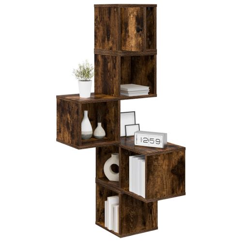 Стенен ъглов рафт Опушен дъб 48 x 48 x 120 см
