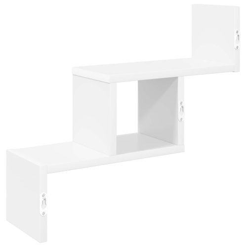 Стенен рафт Бяло 48 x 15 x 42 см Инженерна дървесина