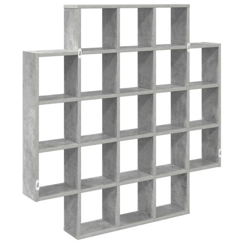 Стенен рафт Бетонно сиво 100 x 13 x 100 см Инженерна дървесина