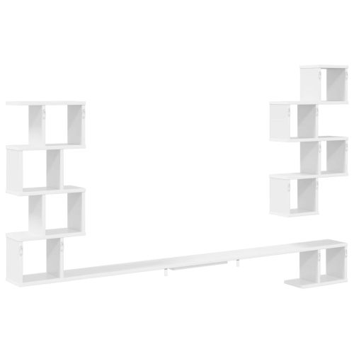 Стенно монтирано телевизионно рафтче Бяло 180 x 15 x 94 см