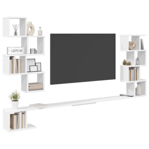 Стенно монтирано телевизионно рафтче Бяло 160 x 15 x 94 см