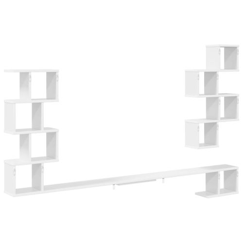 Стенно монтирано телевизионно рафтче Бяло 160 x 15 x 94 см