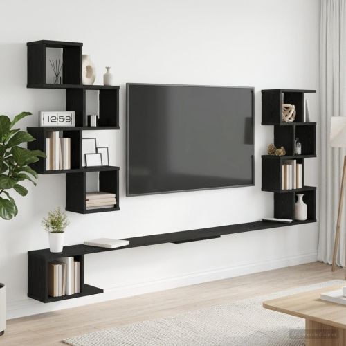 Стенно монтирано телевизионно рафтче Черен дъб 160 x 15 x 94 см