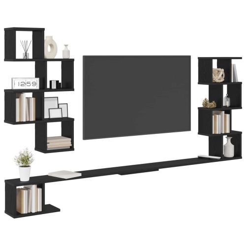 Стенно монтирано телевизионно рафтче Черен дъб 160 x 15 x 94 см