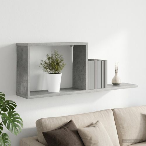 Плаващи рафтове Бетонно сиво 80 x 15 x 30 см
