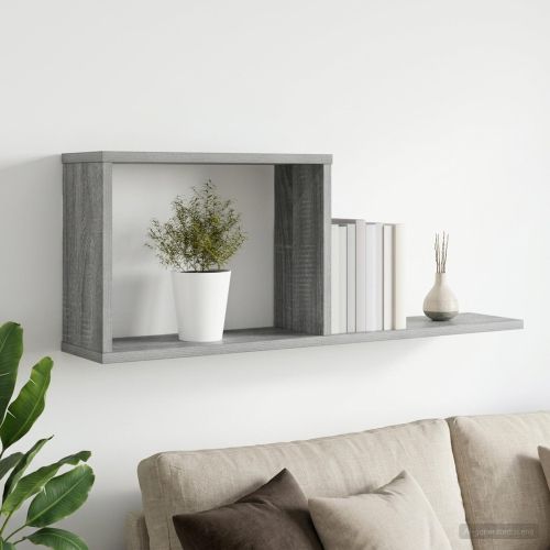 Плаващи рафтове Сив Сонома 80 x 15 x 30 см Инженерна дървесина