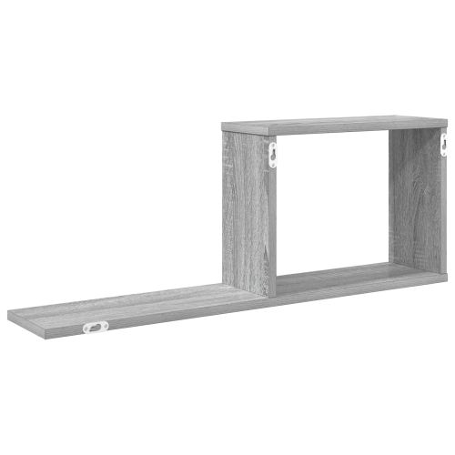 Плаващи рафтове Сив Сонома 80 x 15 x 30 см Инженерна дървесина