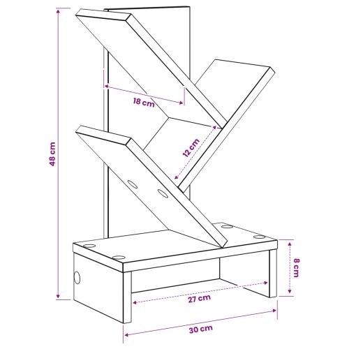 Дървена библиотека 3-тирe 30 x 18 x 48 см Инженерна дървесина
