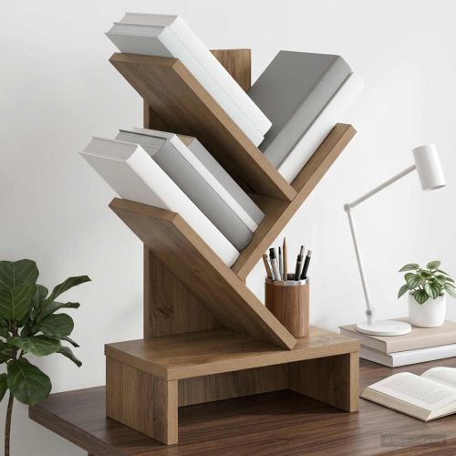 Дървена библиотека 3-тирe 30 x 18 x 48 см Инженерна дървесина