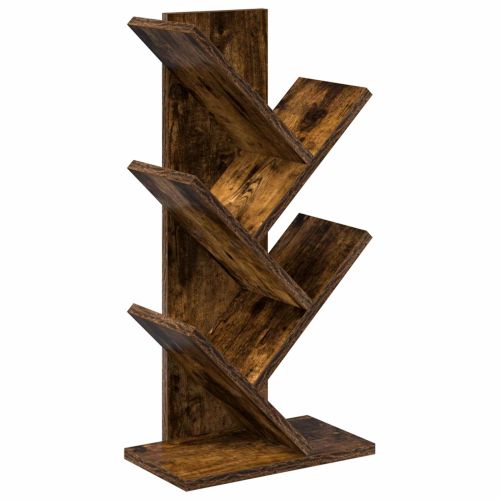 Дървен рафт за книги 4-етажа 30 x 18 x 60 см Опушен дъб